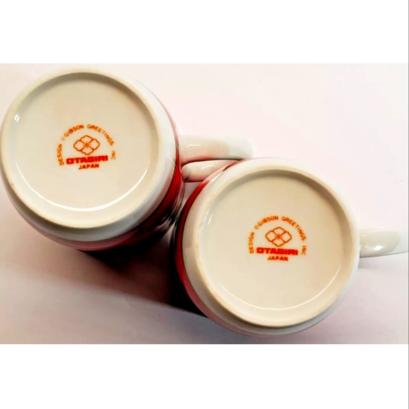 Christmas Santa Reindeer Mugs Cups set of 2 Otagiri Japan Vintage - Picture 6 of 7